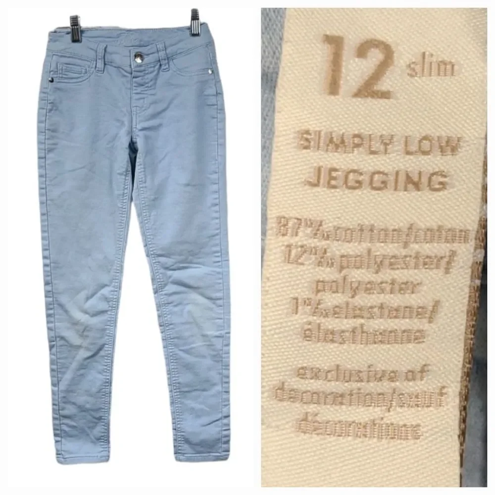 Justice Girls 12 Slim Jeggings Light Wash Pull On Skinny Jeans Stretch School